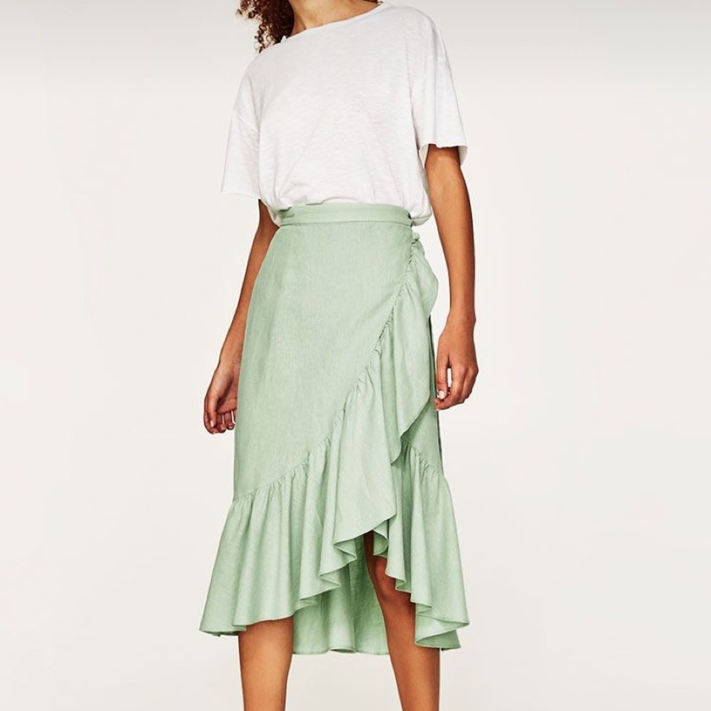 Zara Green Midi Skirt